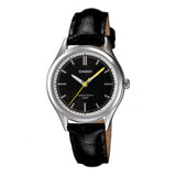 Casio, Women’s Watch Analog, Black Dial Black Leather Band, LTP-E104L-1AVDF