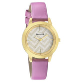 Sonata Women's Watch Analog White Dial With Pink Leather Strap, 87019YL02