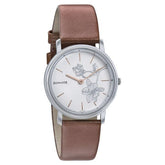 Sonata Women's Watch Analog Silver Dial With Brown Leather Strap, 87029SL01