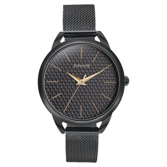 Sonata, Women, Analog, Watch, Black Dial, Stainless steel Strap, 87051NM01