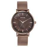 Sonata Quartz Analog Women's Watch with Brown Dial and Brown Stainless Steel Strap,87067QM01