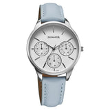 Sonata Eternia Quartz Multifuntions Analog Women's Watch With White Dial and Blue Leather Strap,87085SL01