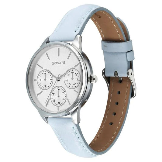 Sonata, Men's, Analog Watch, Blue Dial, with Leather Band, SO-87085SL01