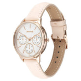 Sonata Eternia Quartz Multifuntion Analog Women's Watch With Silver Dial and Pink Leather Strap,87085WL01