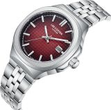 Lee Cooper Men's Date Analog Watch with Red To Black Dial and Stainless Steel Band, LC08395.380