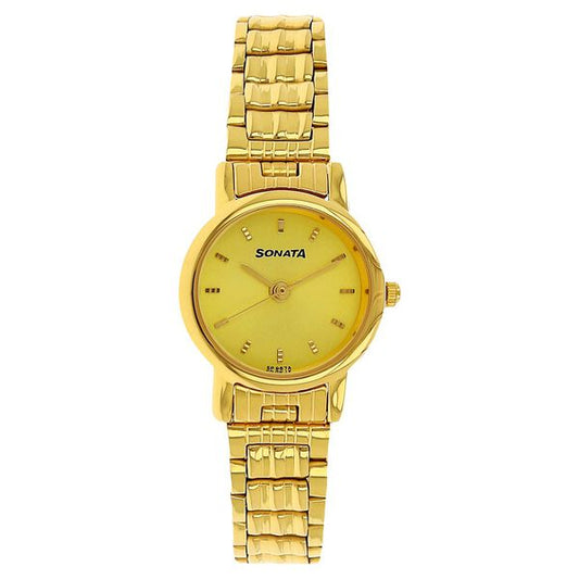Sonata, Women, Analog, Watch, Champagne Dial, Stainless steel Strap, 8976YM09