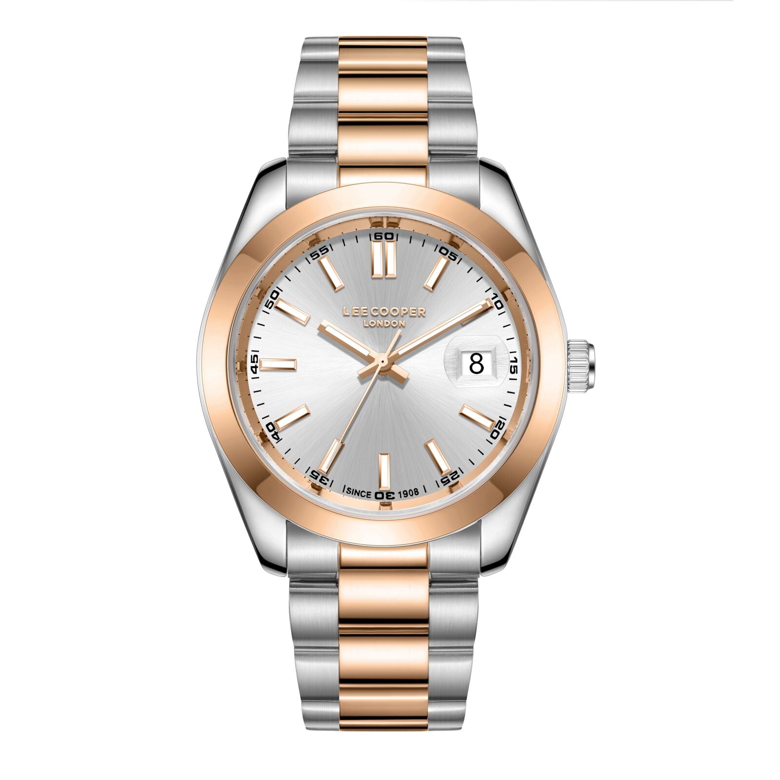 Lee Cooper Men's Watch Analog Silver Dial with Two-Toned Stainless Steel Band, LC08189.560