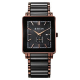 Titan Regalia Shaped Ceramic Men's Watch Analog Black Dial with Black Ceramic Band, 90013KD06