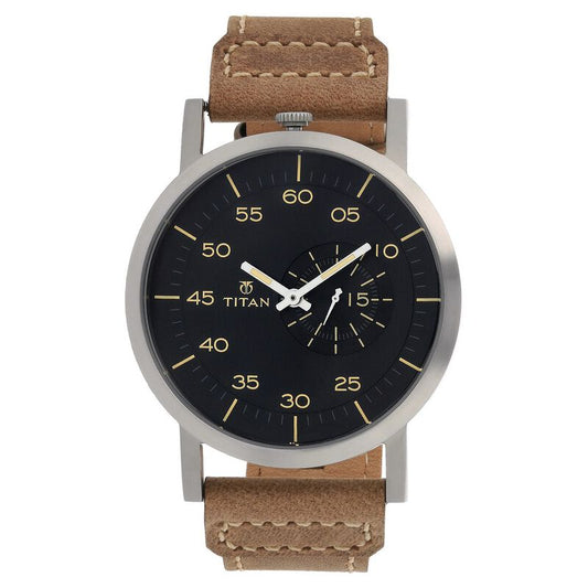 Titan, Men, Analog, Watch, Black Dial, Leather Strap, 90026SL01