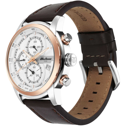Titan, Men's, Analog Watch, Silver Dial, with Leather Band, TI-90086KL02