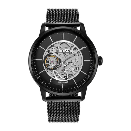Titan, Men, Analog, Watch, Black Dial, Stainless steel Strap, 90110NM01