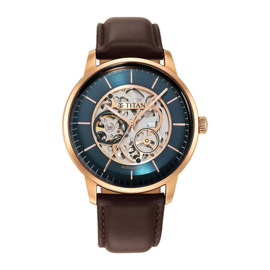 Titan, Men, Analog, Watch, Green Dial, Leather Strap, 90110WL04