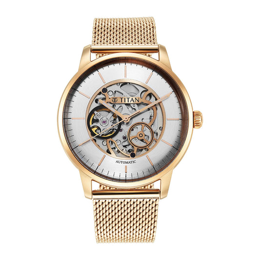 Titan, Men's, Analog Watch, Gold Dial, with Stainless Steel Band, TI-90110WM01