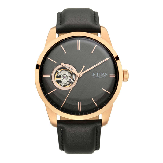 Titan, Men, Analog, Watch, Black Dial, Leather Strap, 90126WL03