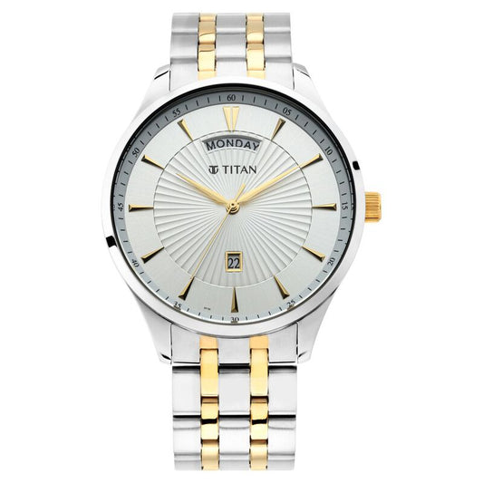 Titan, Men, Analog, Watch, White Dial, Stainless steel Strap, 90127BM01