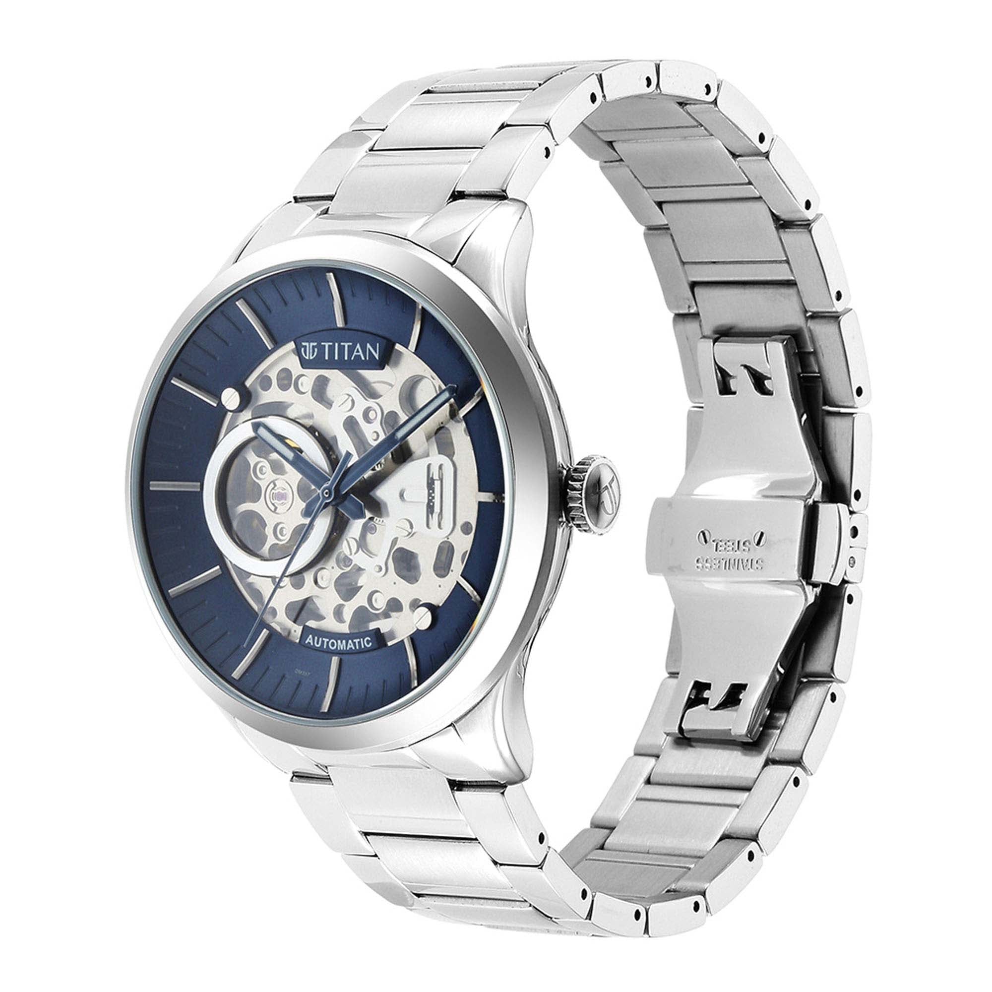 Titan, Men's, Analog Watch, Blue Dial, with Stainless Steel Band, TI-90140SM01
