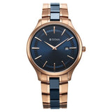 Titan Ceramic Fusion Men's Quartz Analog Watch Blue Dial with Dual-Tone Stainless Steel Strap Watch 90142KD03