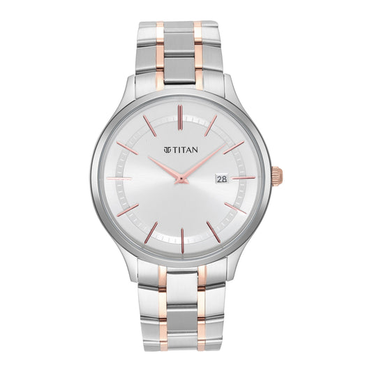 Titan, Men's, Analog Watch, Silver Dial, with Stainless Steel Band, TI-90142KM01