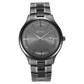 Titan Clasique Slim Men's Watch Analog Black Dial with Black Stainless Steel Band, 90142QM02
