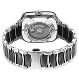 Titan Ceramic Fusion Automatic Square Men's Watch with Black Dial and Silver Dual-Toned Stainless Steel Strap, 90175KD01