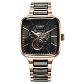 Titan Ceramic Fusion Men's Automatic Watch Black Dial with Two-Toned Stainless Steel Band, 90175KD03