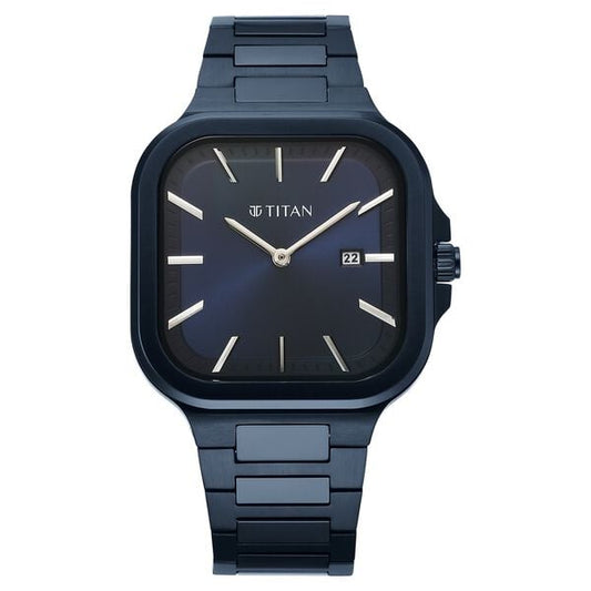 Titan, Men, Analog, Watch, Blue Dial, Stainless steel Strap, 90176QM01