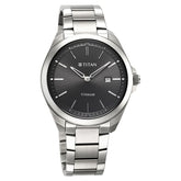 Titan Men's Titanium Quartz Analog Watch Black Dial With Titanium Strap, 90177TM03