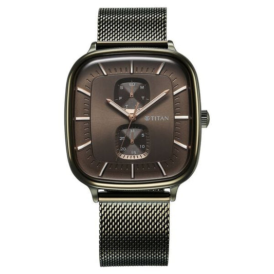 Titan, Men, Analog, Watch, Brown Dial, Stainless steel Strap, 90178QM02