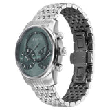 Titan Micromotors Analog Men's Watch with Independent Hour, Minute and 2nd Sub-Dial with Green Dial and Stainless Steel Strap, 90179SM01