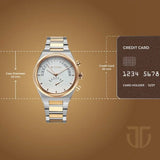 Titan Micromotors Analog Men's Watch with Retrograde Day and Date and Silver Dial Dual Tone with Pink Stainless Steel Strap, 90180KM01