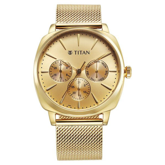 Titan, Men, Analog, Watch, Gold Dial, 90189YM02