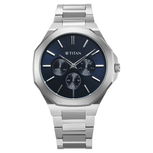 Titan, Men, Analog, Watch, Blue Dial, Stainless steel Strap, 90198SM01