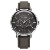 Titan Light Leathers Men's Multifunction Watch Anthracite Dial with Grey Leather Strap, 90200SL02
