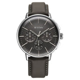 Titan Light Leathers Men's Multifunction Watch Anthracite Dial with Grey Leather Strap, 90200SL02