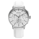 Titan Light leathers Multifunction Men's watch with Silver Dial and Leather Strap, 90200SL04