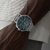 Titan Light leathers Multifunction Men's Watch Analog Anthracite Dial with Stainless Steel Mesh Band, 90200SM01