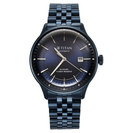 Titan, Men's, Analog Watch, Blue Dial, with Stainless Steel Band, TI-90201QM01