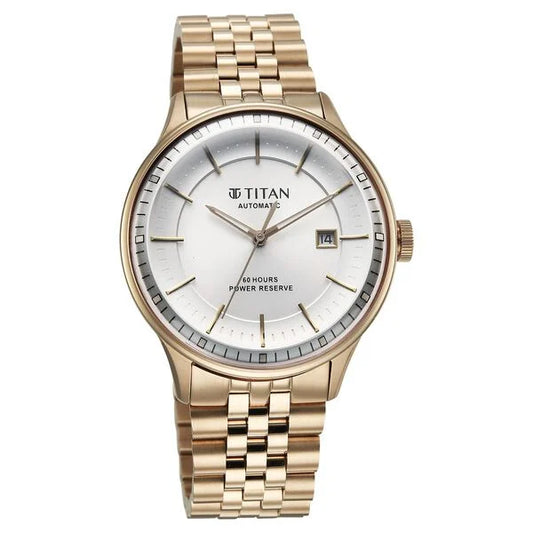 Titan, Men's, Analog Watch, White Dial, with Stainless Steel Band, TI-90201WM01
