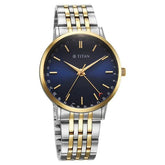 Titan Elegance Analog with Date by Hand Men's Watch with Blue Dial and Stainless Steel Two Toned Strap, 90202BM01