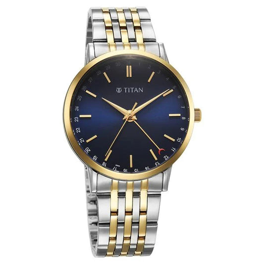 Titan, Men's, Analog Watch, Blue Dial, with Stainless Steel Band, TI-90202BM01