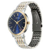 Titan Elegance Analog with Date by Hand Men's Watch with Blue Dial and Stainless Steel Two Toned Strap, 90202BM01