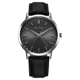 Titan Elegance Analog Men's Watch with Date by Hand and Dark Grey Dial withBlack Leather Strap,90202SL02