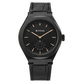 Titan Contour Analog Men's watch with Small Second and Black Dial and Black Leather Strap, 90210NL01