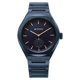 Titan Contour Analog Men's watch with Small Second and Blue Dial and Blue Stainless Steel Strap, 90210QM01