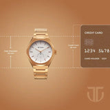 Titan Contour Analog Men's watch with Small Second and White Dial and Rose Gold Stainless Steel Strap, 90210WM01