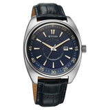 Titan Tonneau Analog Men's Watch with Date and Blue Dial and Blue Leather Strap, 90211SL01