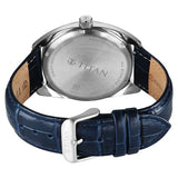 Titan Tonneau Analog Men's Watch with Date and Blue Dial and Blue Leather Strap, 90211SL01