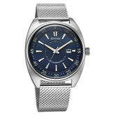 Titan Tonneau Analog Men's Watch with Date and Blue Dial Mesh and Stainless Steel Strap, 90211SM01