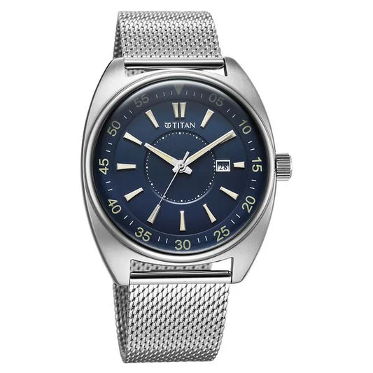 Titan, Men's, Analog Watch, Blue Dial, with Stainless Steel Band, TI-90211SM01