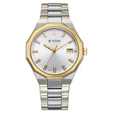 Titan Regalia Men's Analog Watch Silver Dial With Two Toned Stainless Steel Band , 90212BM01